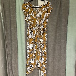 Maternity burnt yellow flower dress